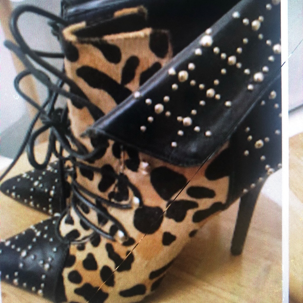 London Trash Heels leopard print leather ankle boots